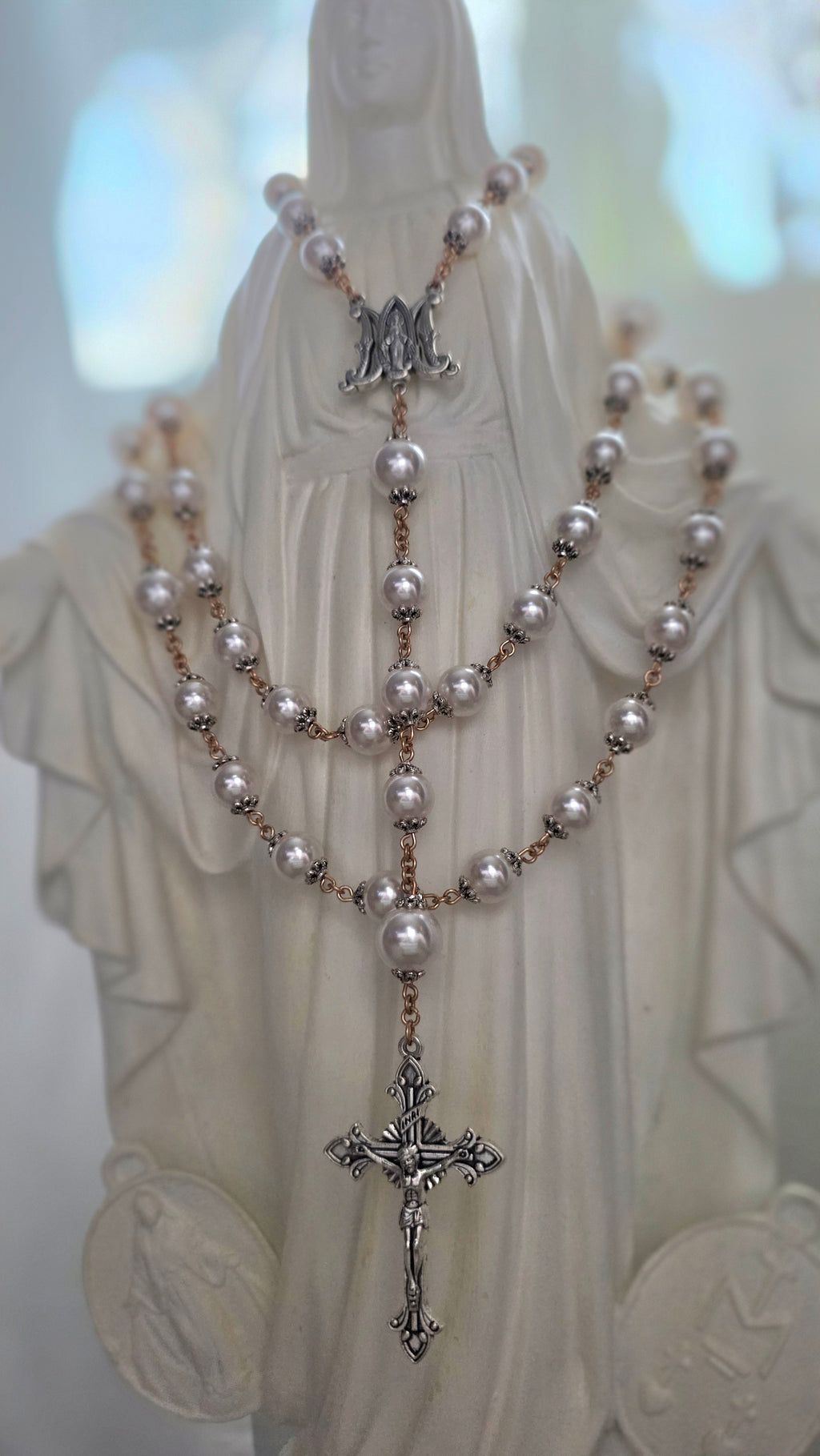 Austrian Crystal Pearl Catholic Rosary