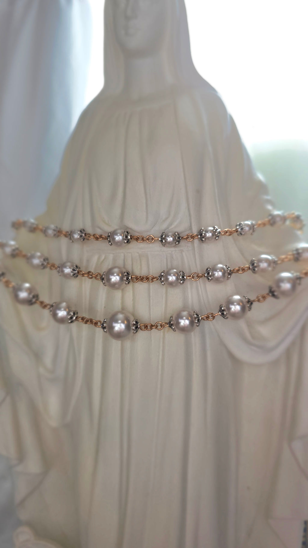 Austrian Crystal Pearl Catholic Rosary