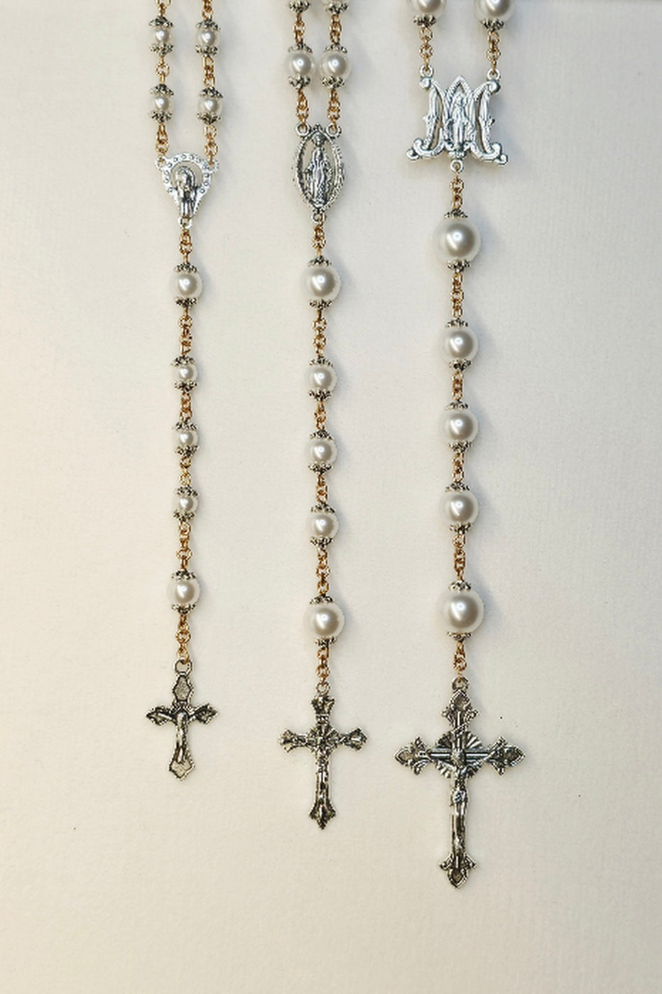 Austrian Crystal Pearl Catholic Rosary