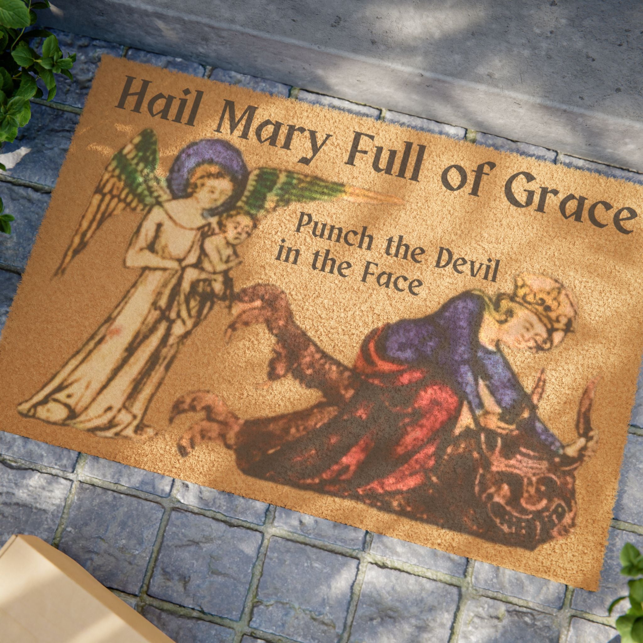 Our Lady Wrestling a Demon Doormat