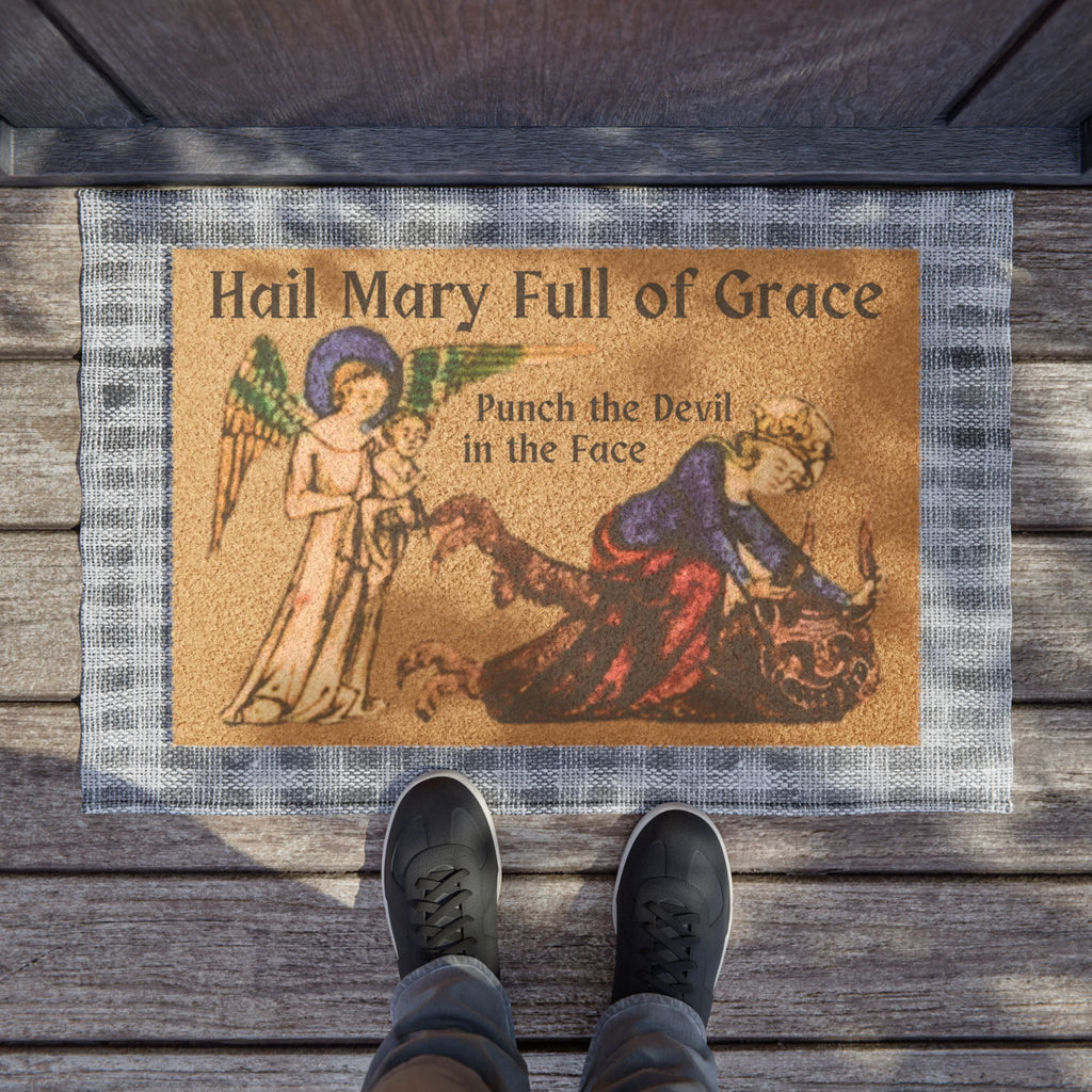 Our Lady Wrestling a Demon Doormat