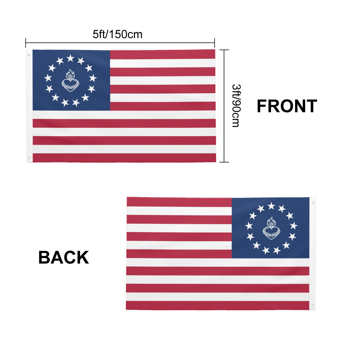Sacred Heart of Jesus Betsy Ross American Flag 13 Stars