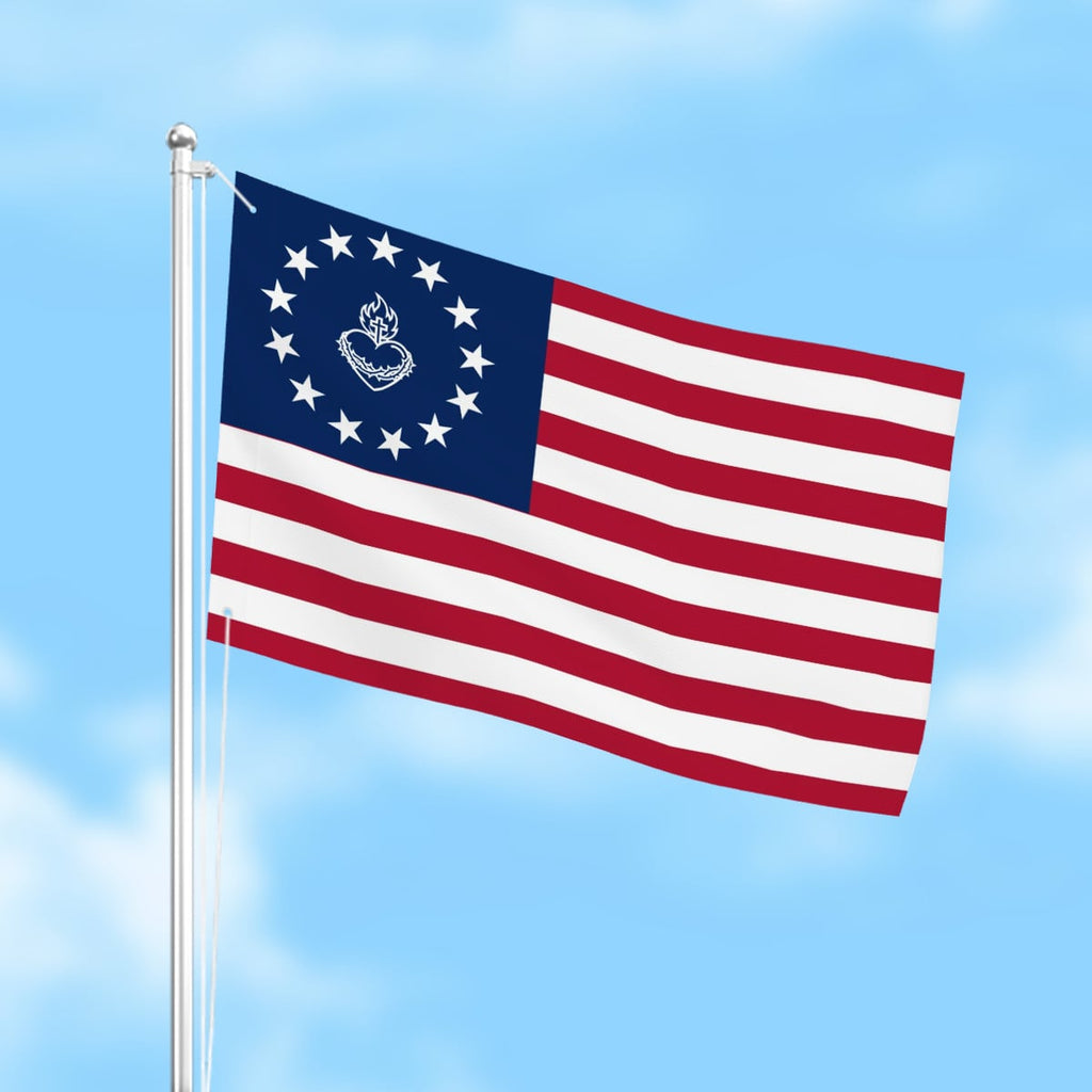 Sacred Heart of Jesus Betsy Ross American Flag 13 Stars